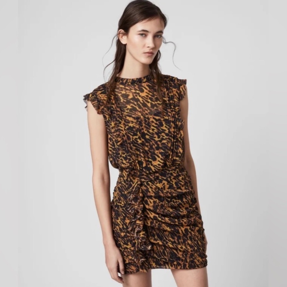 EUC AllSaints Ambient Leopard Print Hali Dress